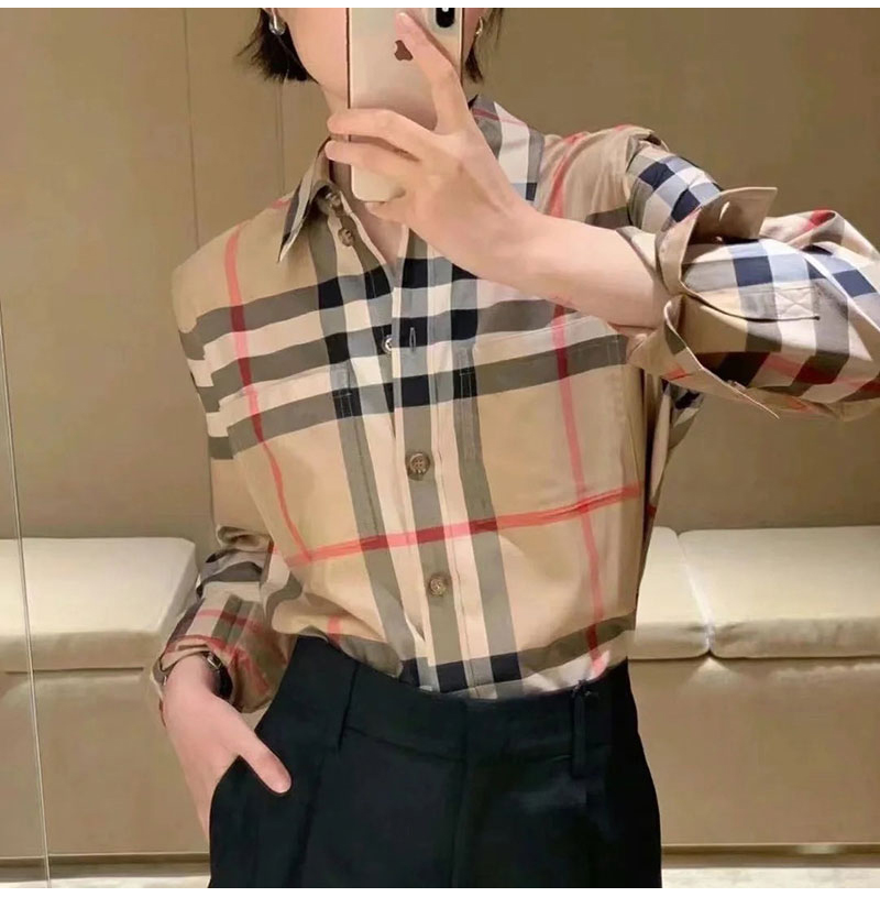 BURBERRY-07253 버버리 2026SS 더블포켓 라지 체크무늬 면 여성용 셔츠