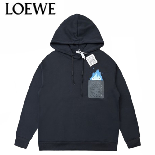 LOEWE-090910 로에베 블랙 아플리케 장식 후드 티셔츠 남여공용