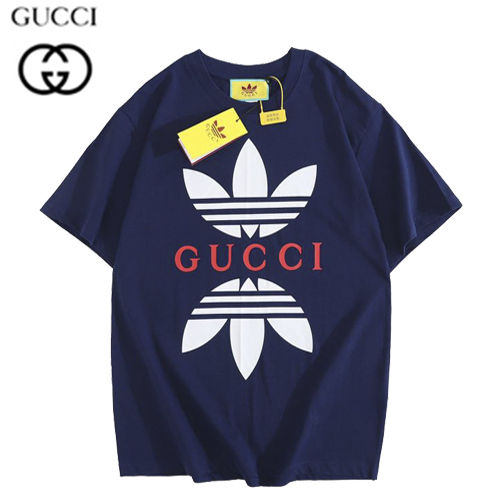 GUCCI-07129 구찌 네이비 아디다스 x 구찌 프린트 장식 티셔츠 남성용