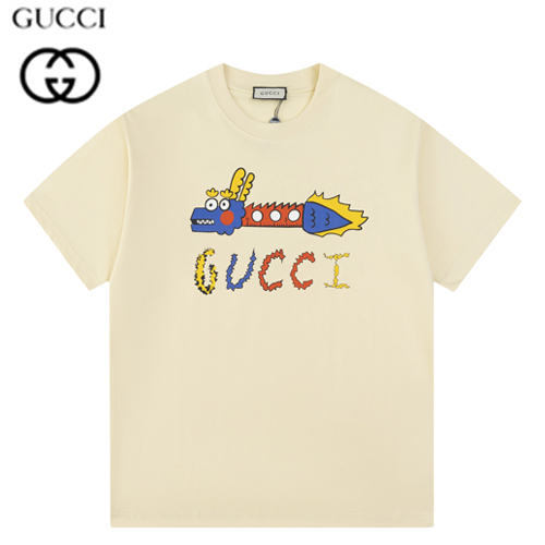 GUCCI-030910 구찌 아이보리 프린트 장식 티셔츠 남성용