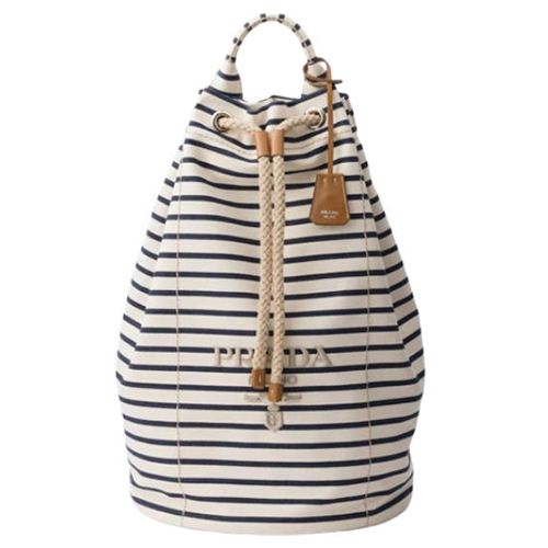 [스페셜오더]PRADA-2VY011 프라다 화이트/블루 스트라이프 캔버스 드로스트링 더플백