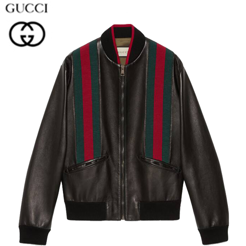 [스페셜오더]GUCCI-593757 1152 구찌 블랙 양가죽 Web 봄버 쟈켓