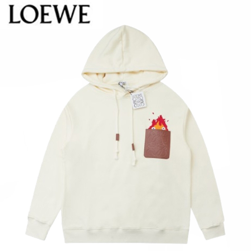 LOEWE-090911 로에베 아이보리 아플리케 장식 후드 티셔츠 남여공용