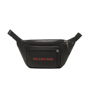 [스페셜오더]BALENCIAGA-531933 발렌시아가 블랙 송아지 가죽 레드 로고 에브리데이 벨트 백