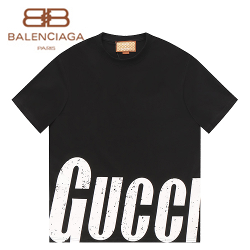 GUCCI-041312 구찌 블랙 구찌 X 발렌시아가 콜라보 프린트 장식 티셔츠 남여공용