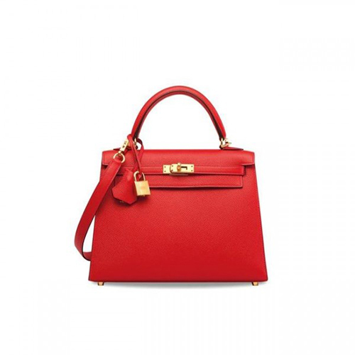 [스페셜오더]HERMES-에르메스 Rouge 골드 장식 Epsom Kelly 켈리 백 25CM