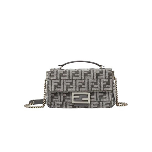 [스페셜오더]FENDI-8BR793 펜디 다크 그레이 FF 태피스트리 미디엄 체인 바게트 백 24CM