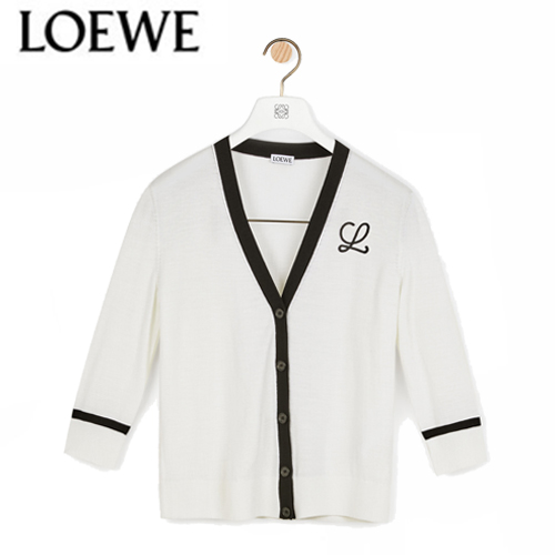 LOEWE-S3299460MC 로에베 화이트 투톤 울 가디건