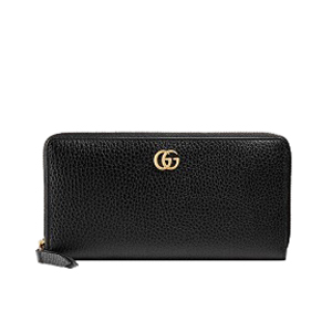 GUCCI-456117 1000 구찌 더블 G 메탈 디테일 블랙 지퍼 장 지갑