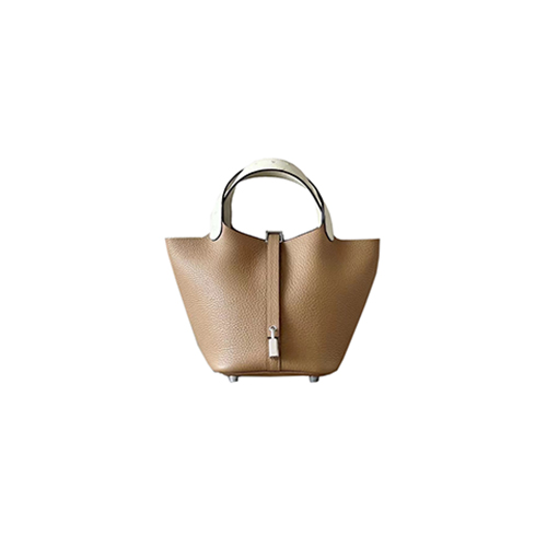 [스페셜오더]HERMES-H056289 에르메스 브라운/화이트 끌레망스 가죽 타조 가죽 핸들 피코탄 Picotin Lock 18 백