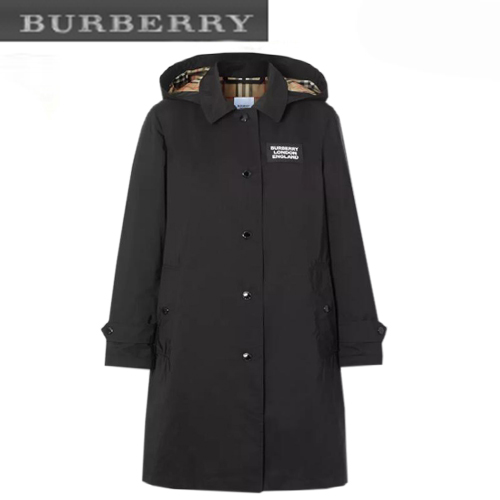 BURBERRY-80227311 버버리 블랙 디태처블 후드 쉐이프 메모리 태피터 카 코트