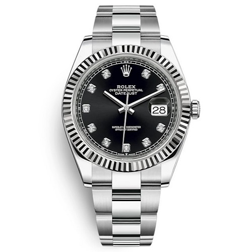 [스페셜오더]ROLEX-롤렉스 데이트저스트 데이트 다이아몬드 스틸 블랙 시계 41mm