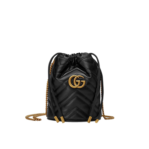 [스페셜오더]GUCCI-575163 1000 구찌 GG 마몽 블랙 마틀라세 가죽 미니 버킷백