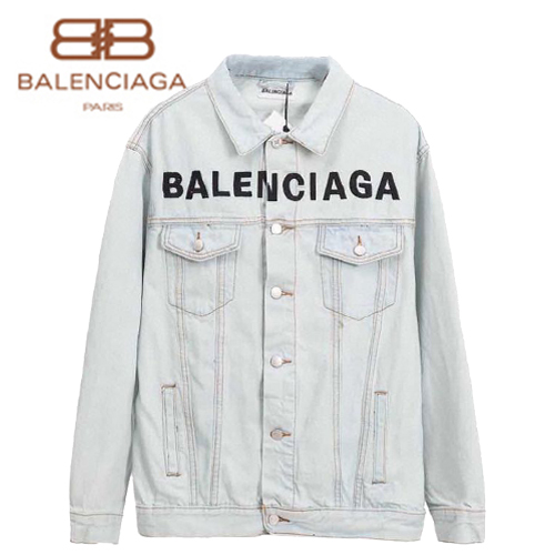 BALENCIA**-03131 발렌시아가 라이트 그레이 BALENCIAGA 아플리케 장식 데님 셔츠 남여공용