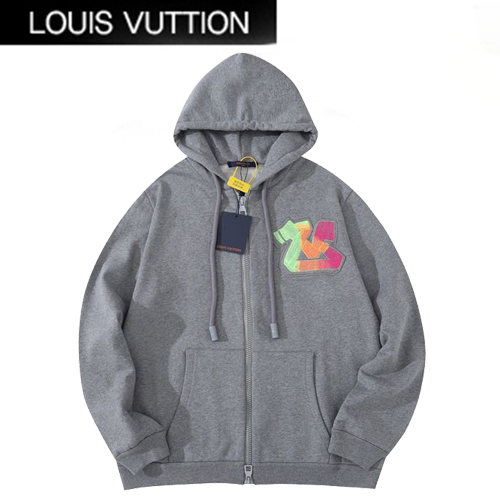 LOUIS VUITTON-09221 루이비통 그레이 아플리케 장식 후드 재킷 남여공용