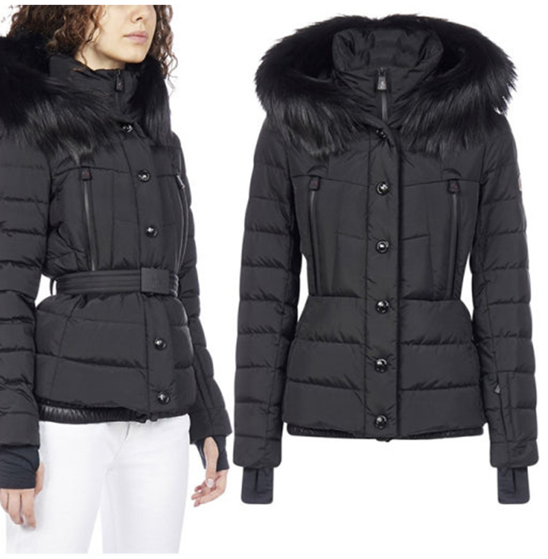 MONCLER-A000665399E 몽클레어 Beverley 베벌리 후드 시어링 트리밍 스키 다운 재킷 블랙 여성용