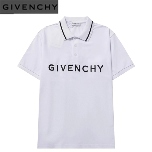 GIVENCHY-06018 지방시 화이트 아플리케 장식 폴로 티셔츠 남여공용