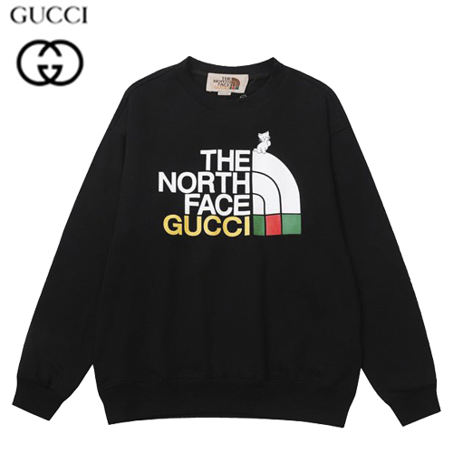 GUCCI-09022 구찌 블랙 구찌 X 노스페이스 콜라보 프린트 장식 스웨트셔츠 남여공용