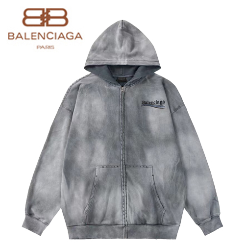 BALENCIAGA-09032 발렌시아가 그레이 아플리케 장식 워싱 빈티지 후드 재킷 남여공용