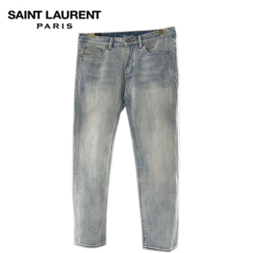 SAINT LAURENT-08192 생 로랑 라이트 블루 아플리케 장식 청바지 남성용