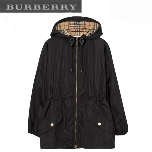 BURBERRY-80429011 버버리 블랙 나일론 후드 재킷 여성용