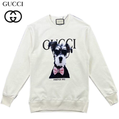 GUCCI-08123 구찌 아이보리 도그 프린트 장식 스웨트셔츠 남여공용