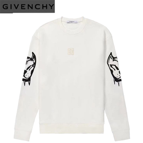 GIVENCHY-09023 지방시 화이트 도그 프린트 장식 스웨트셔츠 남여공용