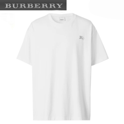 BURBERRY-80643931 버버리 화이트 크리스털 EKD 코튼 저지 티셔츠 남성용