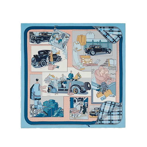 HERMES-H981902 에르메스 블루 Confort en Automobile 스카프