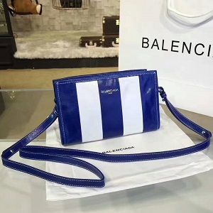 BALENCIAGA-B1188 발렌시아가 바자 스몰 스트랩 클러치 백 블루/화이트/블루 