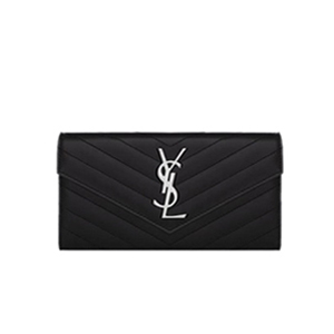 SAINT LAURENT-372264 생 로랑 블랙 은장 그랑 드 뿌드르 텍스처드 라지 모노그램 플랩 클러치 