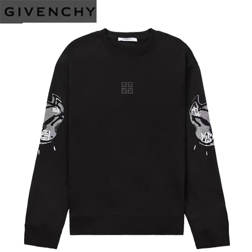 GIVENCHY-09024 지방시 블랙 도그 프린트 장식 스웨트셔츠 남여공용