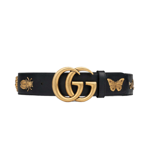 [스페셜오더]GUCCI-405626 1000 구찌 블랙 가죽 애니멀 스터드 더블 G 벨트 