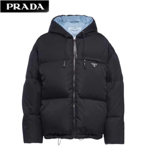 PRADA-29B408 프라다 블랙 개버딘 리나일론 후드 다운 재킷 여성용