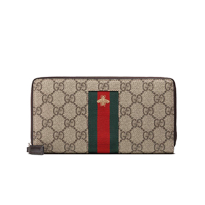 GUCCI-408831 8461 구찌 GG 수프림 캔버스 Web 꿀벌 자수 지피 어라운드 월릿