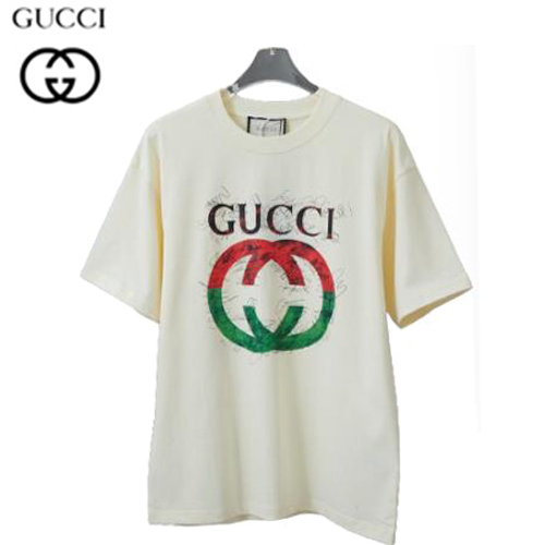 GUCCI-06236 구찌 아이보리 GG 프린트 장식 티셔츠 남여공용