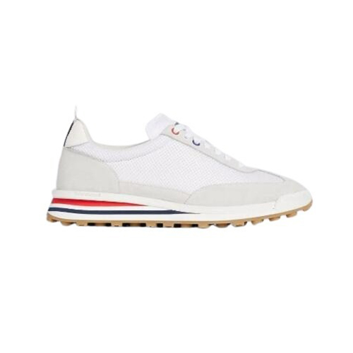 THOM BROWNE-MFD180B 톰 브라운 화이트 로우탑 패널 스니커즈 남성용