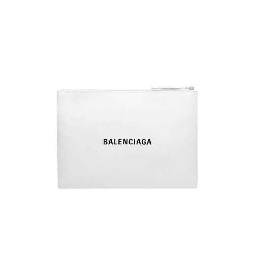 BALENCIAGA-485112 발렌시아가 화이트 타이포 로고 에브리데이 남녀공용 라지 클러치