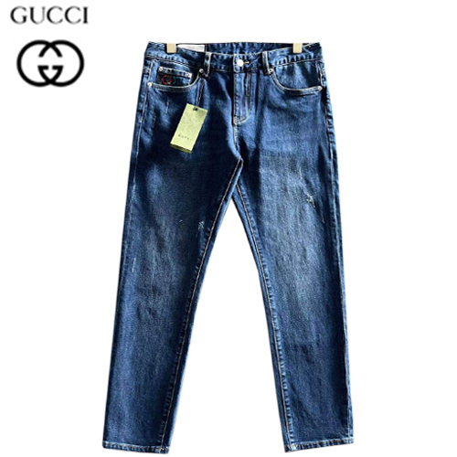 GUCCI-11146 구찌 블루 Web 스트라이프 디테일 청바지 남성용