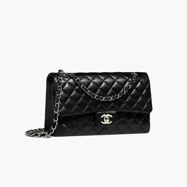 [스페셜오더]CHANEL-A01112 샤넬 블랙 램스킨 클래식 11.12 미디엄 플랩 백 25.5cm Silver-Tone Metal