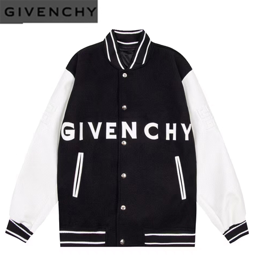 GIVENCHY-08318 지방시 블랙 울 아플리케 장식 베이스볼 재킷 남여공용