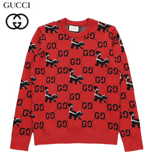 GUCCI-01248 구찌 레드 니트 코튼 GG 스웨터 남성용