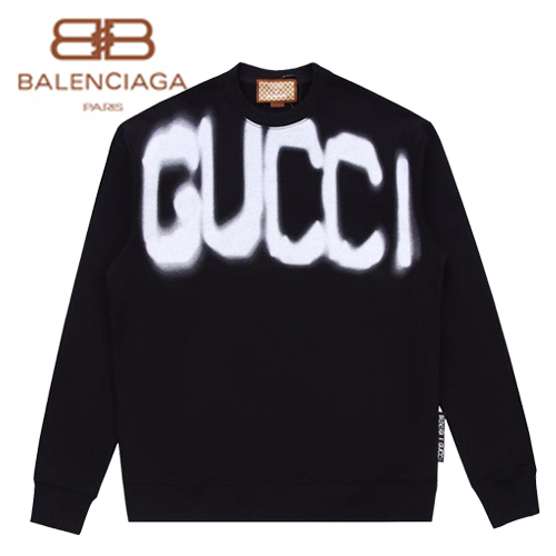 GUCCI-09028 구찌 블랙 구찌 X 발렌시아가 콜라보 프린트 장식 스웨트셔츠 남여공용