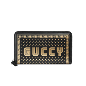 [스페셜오더]GUCCI-510488 1055 구찌 블랙 가죽 Guccy 프린트 집 어라운 월릿 