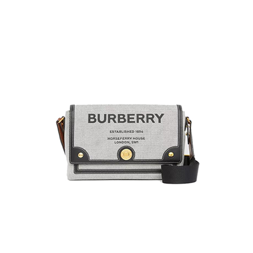 [스페셜오더]BURBERRY-80398631 버버리 블랙/그레이 호스페리 프린트 캔버스 노트 크로스바디 백