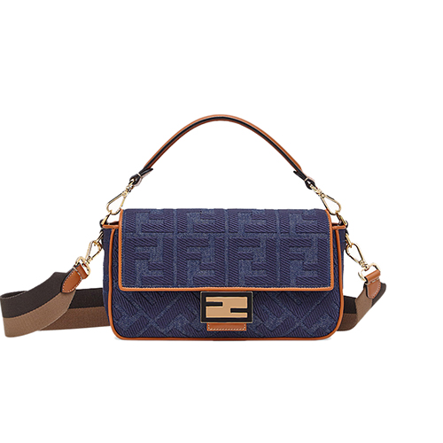 [스페셜오더]FENDI-8BR600 펜디 블루 더블 F 데님 페브릭 바게트 라지