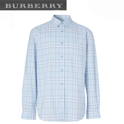 BURBERRY-80258491 버버리 더스티 블루벨 체크 코튼 포플린 셔츠