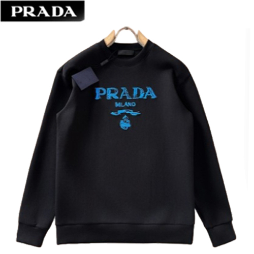 PRADA-01089 프라다 블랙 아플리케 장식 스웨트셔츠 남성용