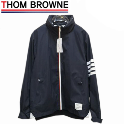 THOM BROWNE-07219 톰 브라운 네이비 나일론 스트라이프 장식 바람막이 후드 쟈켓 남성용