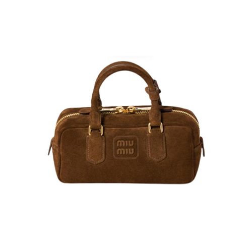 [스페셜오더]MIUMIU-5BB142 미우미우 브라운 아르카디 패딩 스웨이드 탑 핸들 백